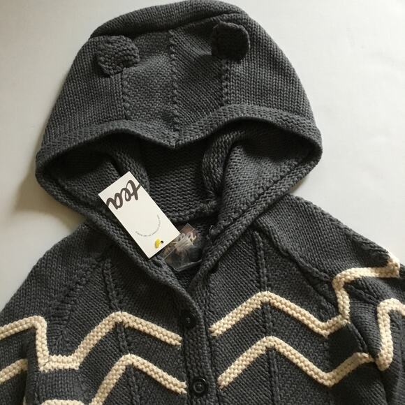NWT Tea Collection gray hooded sweater cardigan - Picture 3 of 6